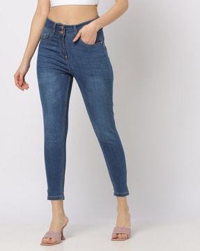 light-wash high-rise skinny fit jeans