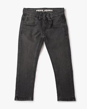 light-wash mid-rise jeans