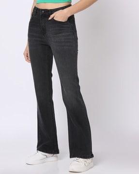 light-wash bootcut jeans