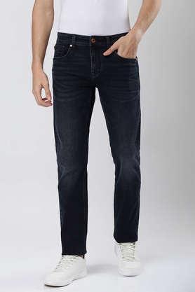 light wash cotton blend slim fit men's jeans - black