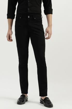 light wash cotton blend tapered fit men's jeans - black