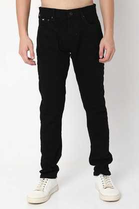 light wash cotton lycra super slim fit men's jeans - black