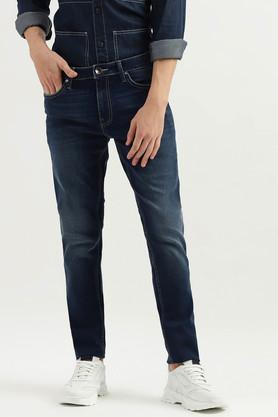 light wash cotton skinny fit men's jeans - blue