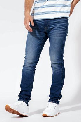 light wash cotton skinny fit men's jeans - indigo