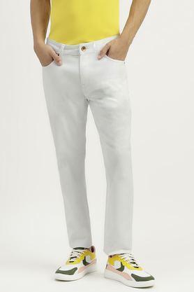 light wash cotton skinny fit men's jeans - white