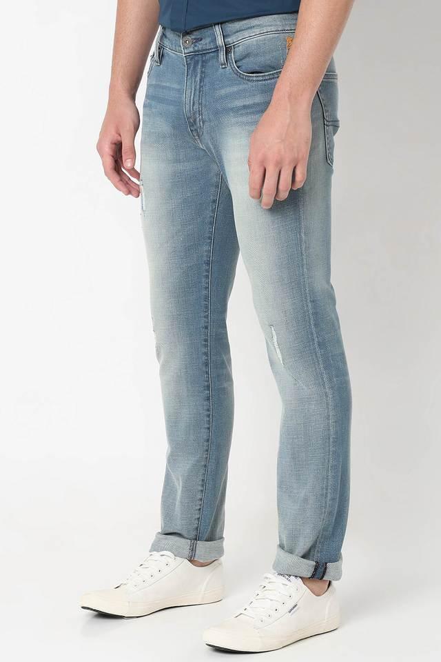 light wash cotton slim fit mens jeans