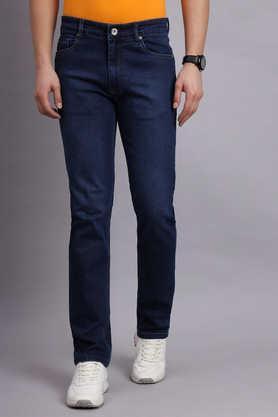 light wash denim regular fit men's jeans - dark blue