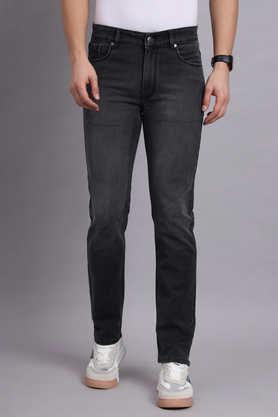 light wash denim regular fit men's jeans - dark grey