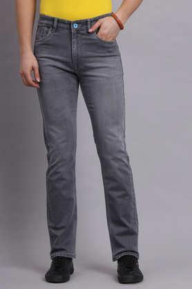 light wash denim regular fit men's jeans - grey