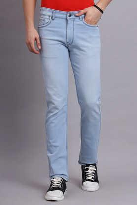 light wash denim regular fit men's jeans - light blue