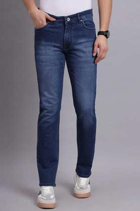 light wash denim regular fit men's jeans - navy