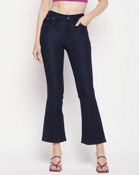 light-wash mid-rise bootcut jeans