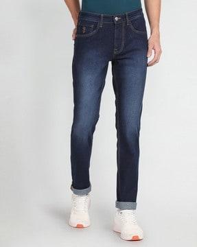 light-wash mid-rise jeans