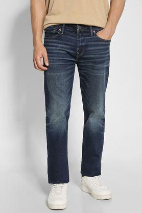 light wash polyester bootcut fit men's jeans - blue