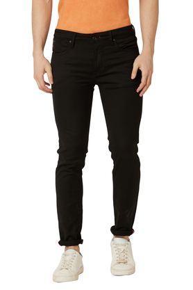 light wash polyester skinny fit men's jeans - black