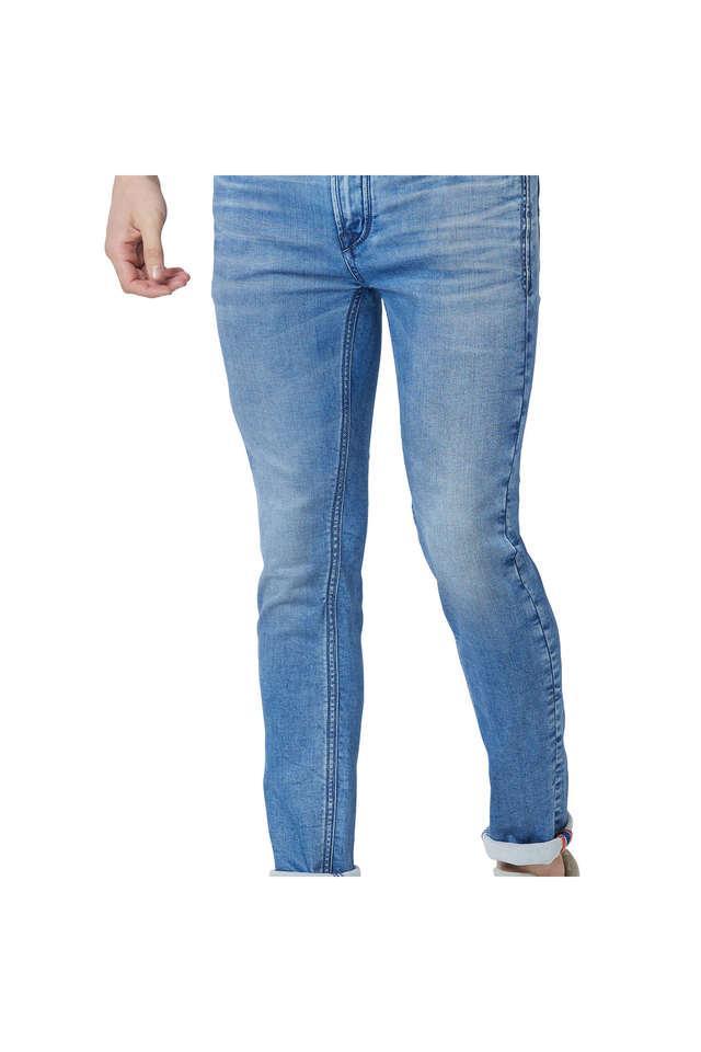 light wash polyester slim fit mens jeans