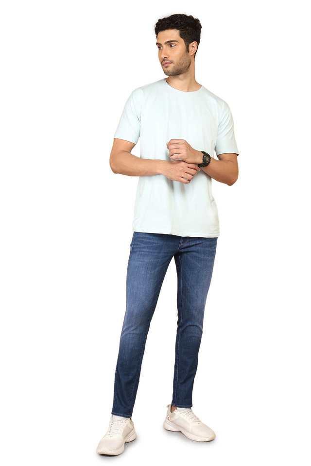 light wash polyester slim fit mens jeans