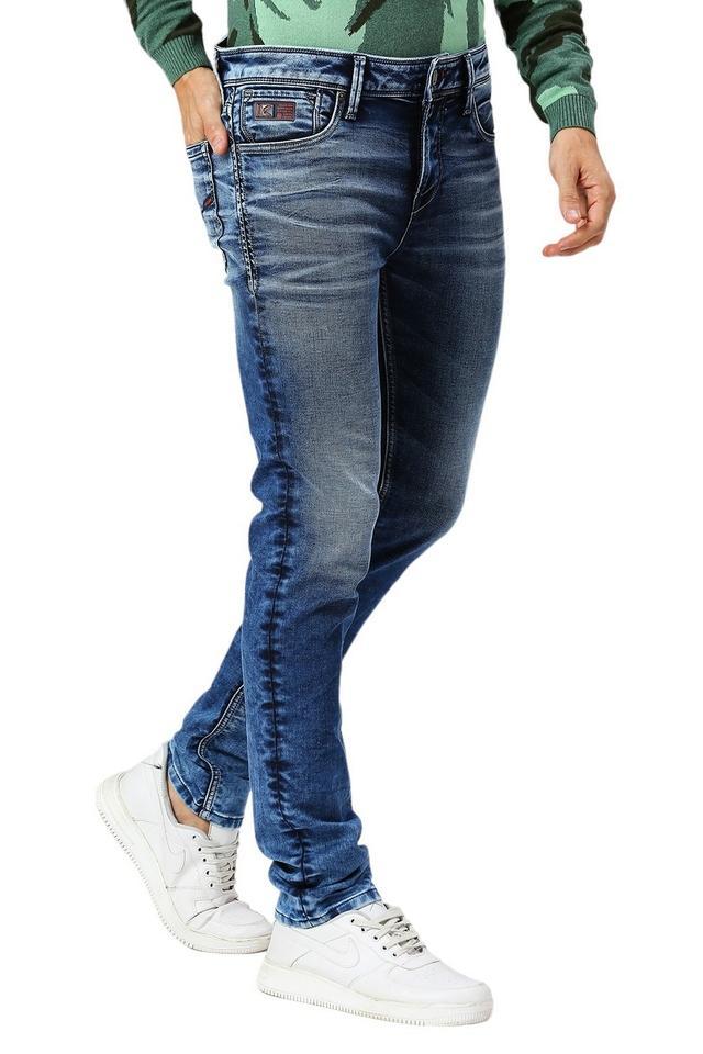 light wash polyester tapered fit mens jeans