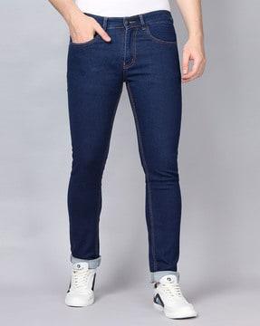 light-wash skinny fit jeans