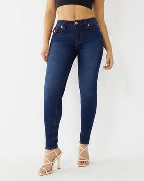 light-wash skinny fit jeans