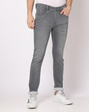 light-wash skinny fit jeans