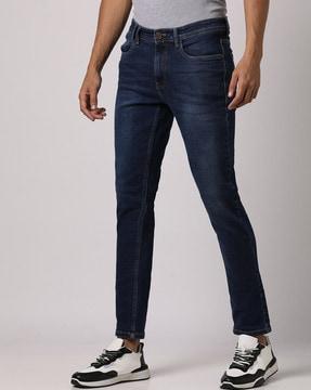 light-wash slim tapered fit jeans