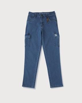 light-wash straight fit cargo jeans