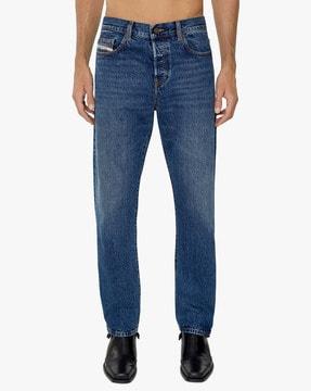 light-wash straight fit jeans