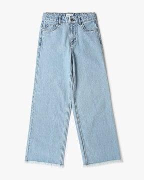 light-wash wide leg jeans