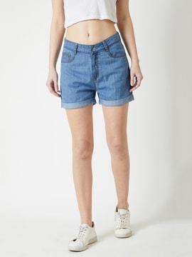 light weight textured mid-rise shorts