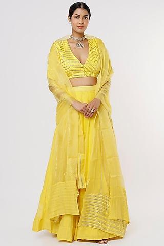 light yellow chanderi lehenga set