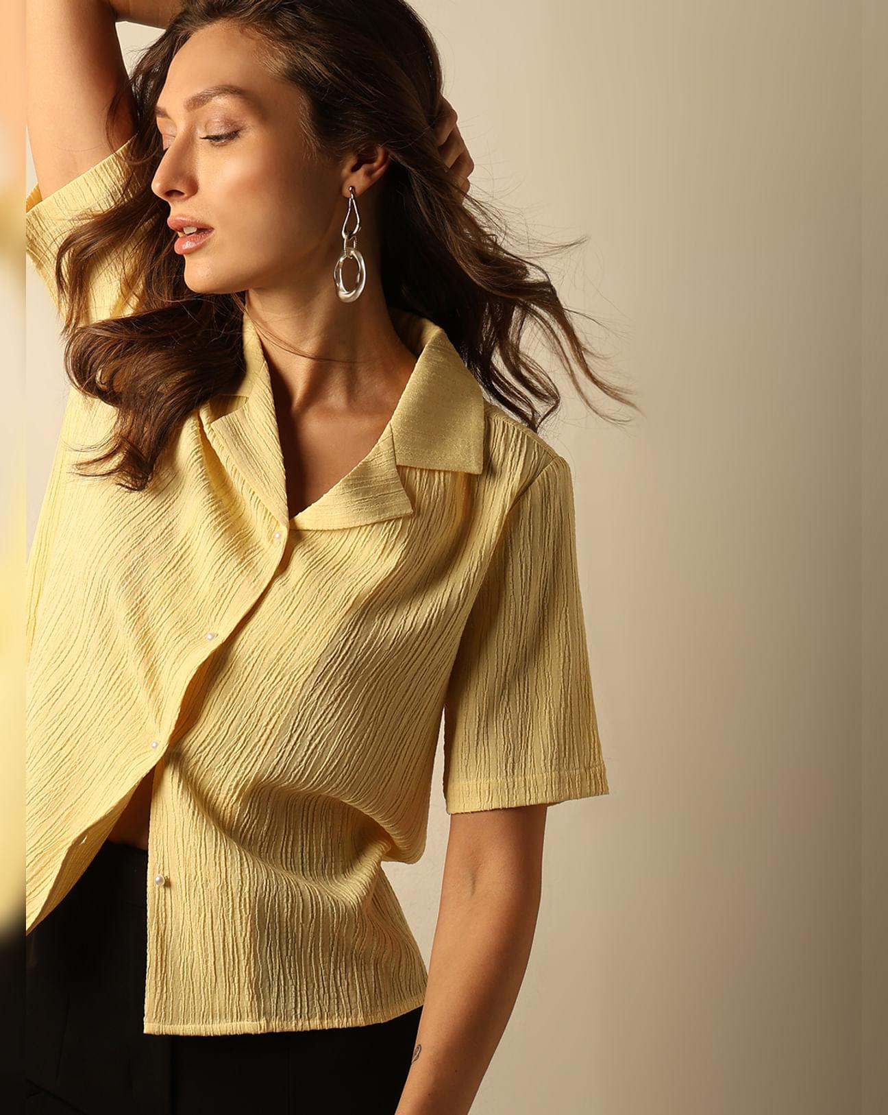 light yellow crinkled shirt