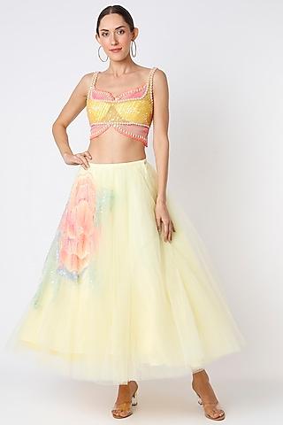 light yellow embellished lehenga set