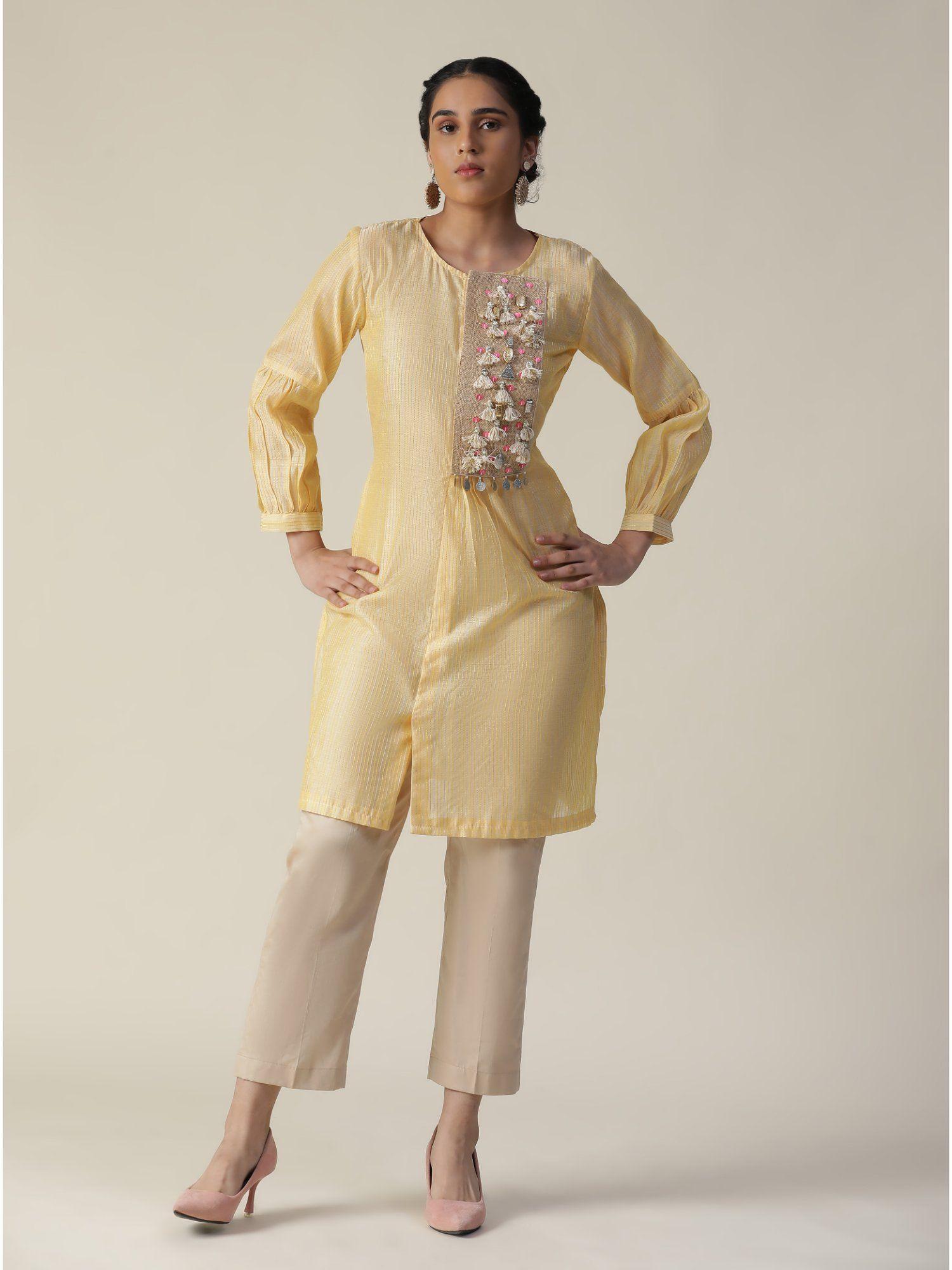 light yellow kurta (set of 2)