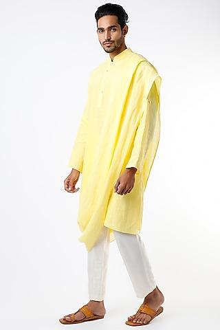 light yellow long kurta with drape