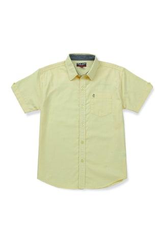 light yellow solid casual short sleeves regular collar boys regular fit shirt