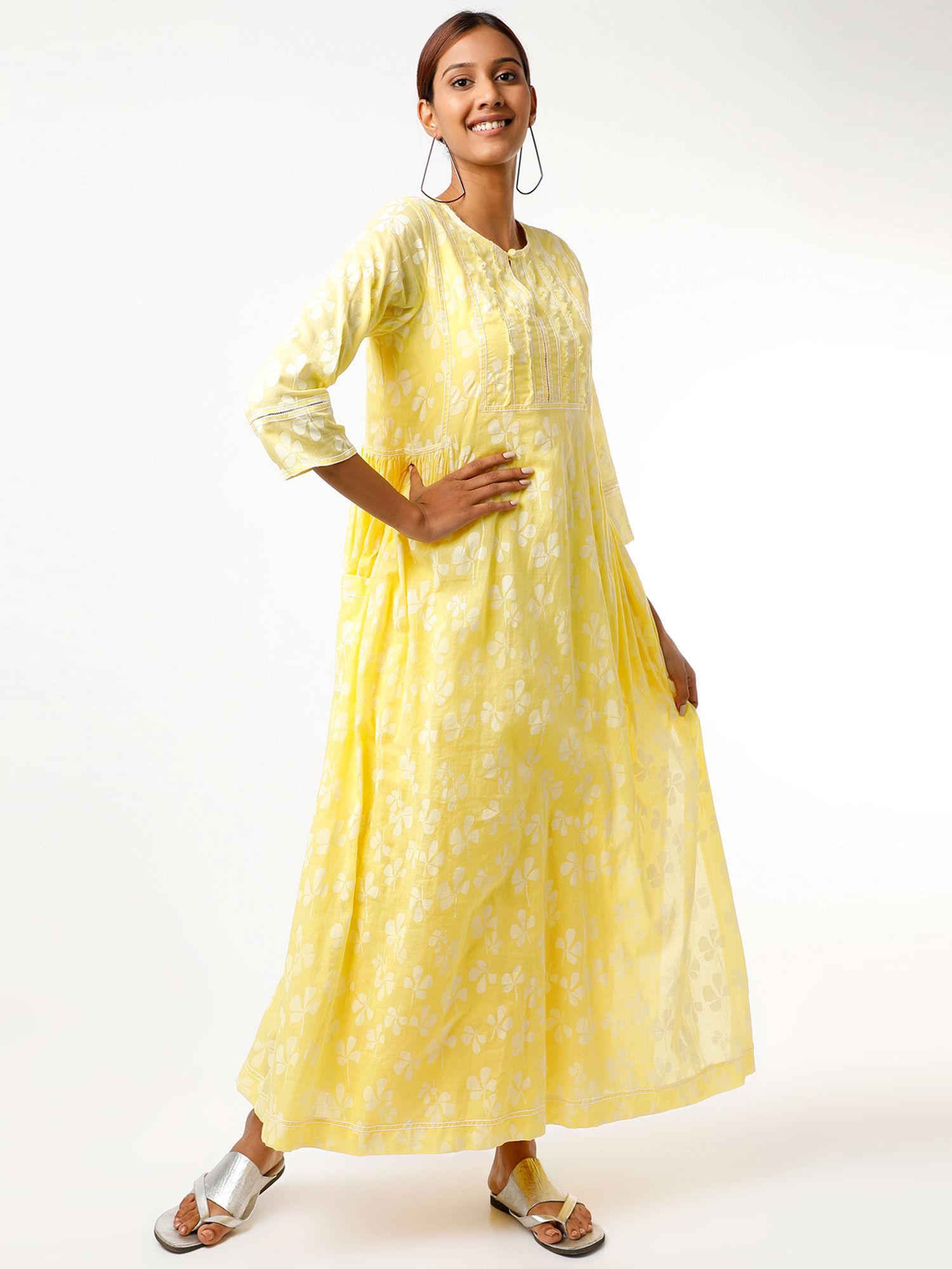 light yellow tonal printed dress