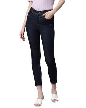 lightley washed ankle-length jeans