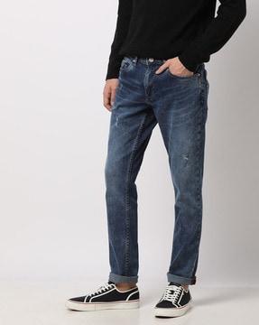 lightly-washed-&-distressed-slim-fit-jeans