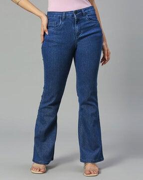 lightly washed bootcut jeans