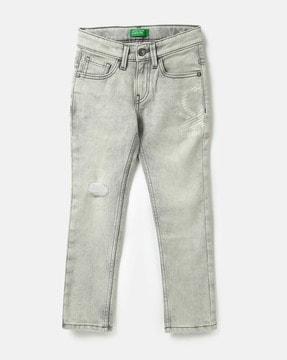 lightly washed distressed jeans