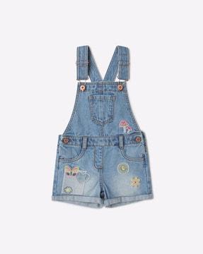 lightly washed dungaree with applique