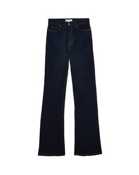 lightly washed flared jeans
