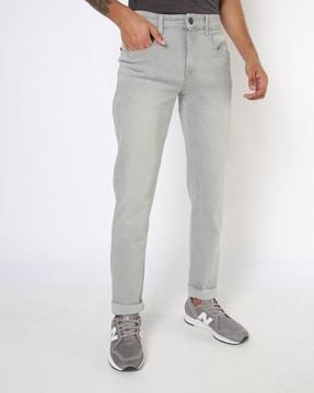 lightly washed skinny jeans with insert pockets