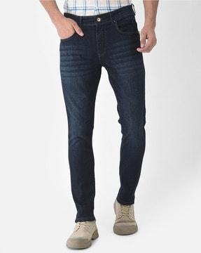 lightly washed slim fit jeans with insert pockets