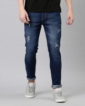 lightly washed straight jeans