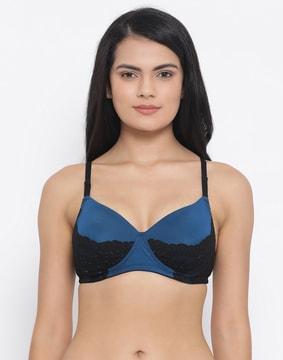 lightly-padded bra with lace detail