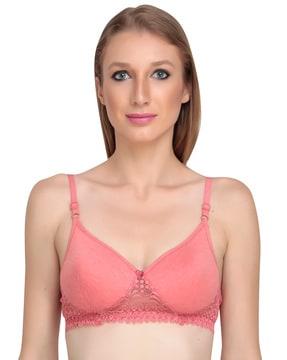 lightly-padded bra with lace panel