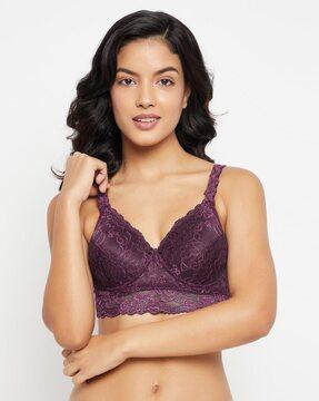 lightly-padded bralette bra with lace detail