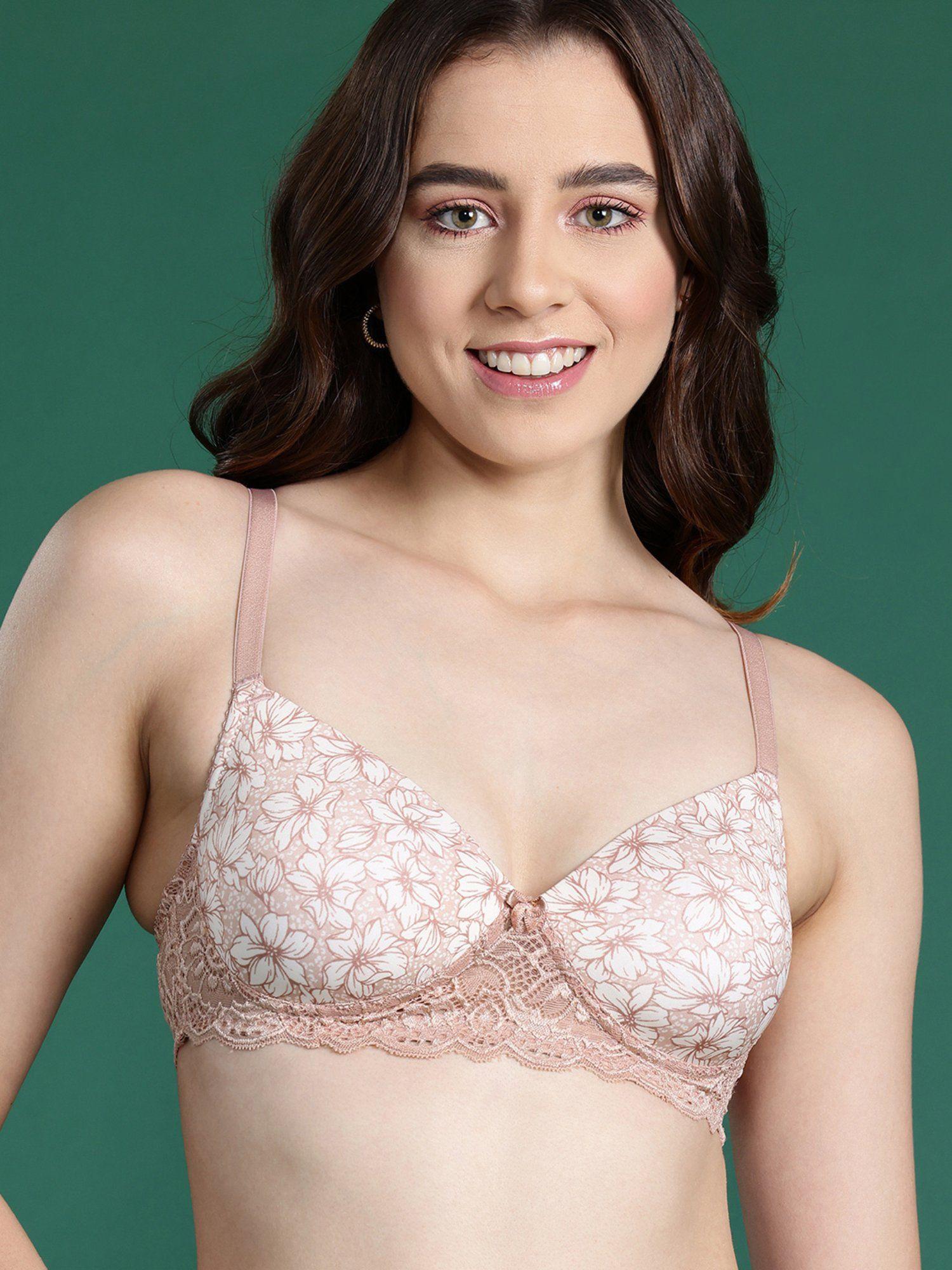 lightly padded floral t-shirt bra nude